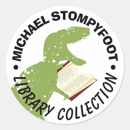 恐竜tレックスティラノサウルスの本読のシール ラウンドシール (正面)