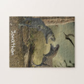 恐竜Tレックスティラノサウルス戦闘名モノグラム ジグソーパズル (横)