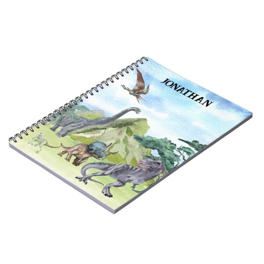 恐竜Tレックスティラノサウルス水彩強姦器 ノートブック (左側)