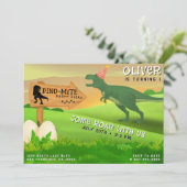 恐竜Tレックスディーノダニ誕生日パーティー 招待状 (スタンド正面)