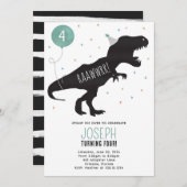 恐竜Tレックスバースデーパーティー招待状 招待状 (正面/裏面)