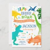 恐竜Tレックスバースデーパーティ招待状 招待状 (正面)