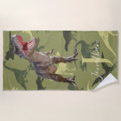 恐竜Tレックスパターンジュラシック世界 ビーチタオル (正面)