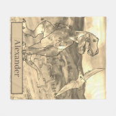 恐竜Tレックスパーソナライズされた子  フリースブランケット (正面(横))