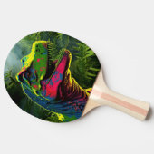 恐竜Tレックスピンクとジャングルグリーンキッズ 卓球ラケット (横)