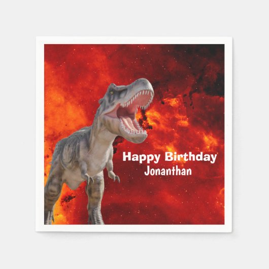 恐竜Tレックスファイアジュラシックワールド スタンダードカクテルナプキン (正面)