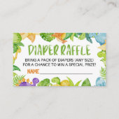 恐竜Tレックスベビーシャワーおむつラッフルカード エンクロージャーカード (正面)