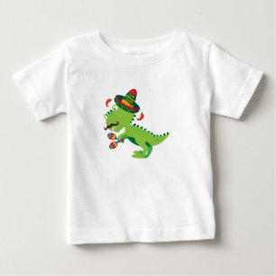 恐竜TレックスメキシコCinco De Mayo Kids Boys ベビーTシャツ