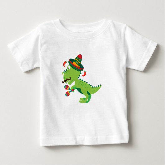 恐竜TレックスメキシコCinco De Mayo Kids Boys ベビーTシャツ (正面)
