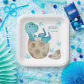 恐竜Tレックス卵孵化少年の赤ちゃんシャワー ペーパープレート (パーティー)