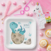 恐竜Tレックス卵孵化少年の赤ちゃんシャワー ペーパープレート (パーティー)