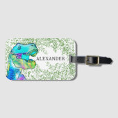 恐竜Tレックス少年の名前 ラゲッジタグ (正面横)