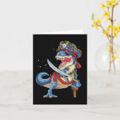 恐竜Tレックス海賊ジョリーロジャーハロウィンギフト カード (黄色い花)