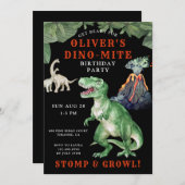 恐竜Tレックス誕生日パーティーの招待状 招待状 (正面/裏面)