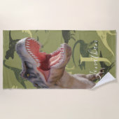 恐竜Tレックス金ゴールドパターンジュラシック世界 ビーチタオル (正面)