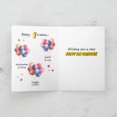 恐竜Tレックス金ゴールド1st誕生日バルーンカード カード (内部)