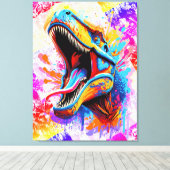 恐竜Tレックス-カラフル恐竜トレックス キャンバスプリント (インサイチュ (ウッドフロア))