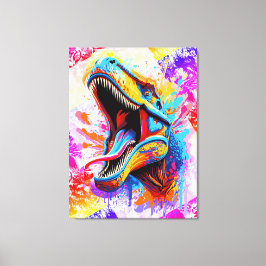 恐竜Tレックス-カラフル恐竜トレックス キャンバスプリント