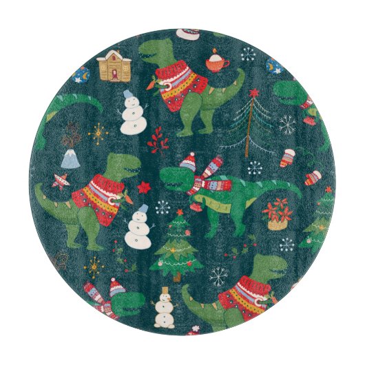 恐竜Tレックス：クリスマス新年。 カッティングボード (正面)