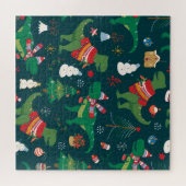 恐竜Tレックス:クリスマス新年。 ジグソーパズル (横)