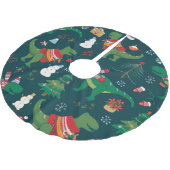 恐竜Tレックス：クリスマス新年。 ブラッシュドポリエステルツリースカート (アングル)