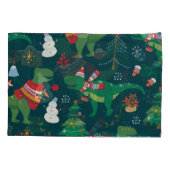 恐竜Tレックス：クリスマス新年。 枕カバー (裏面)