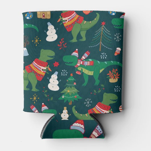 恐竜Tレックス:クリスマス新年。 缶クーラー (正面)