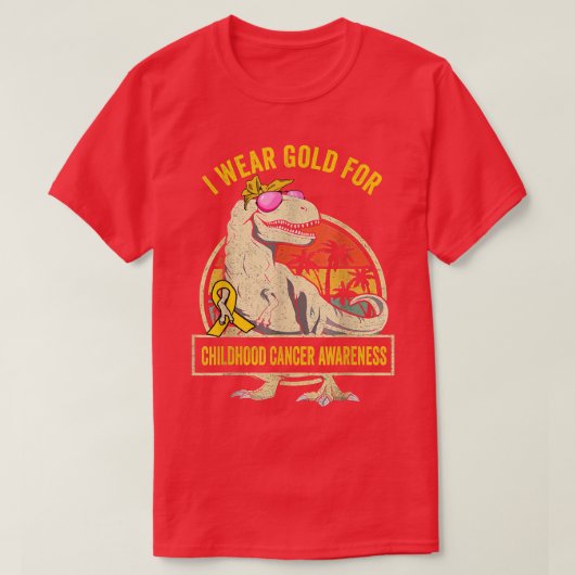 恐竜TレックスI衣服金ゴールド Tシャツ (デザイン正面)