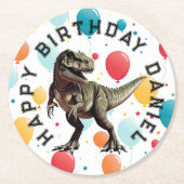 恐竜T=レックス誕生日 ラウンドペーパーコースター (正面)