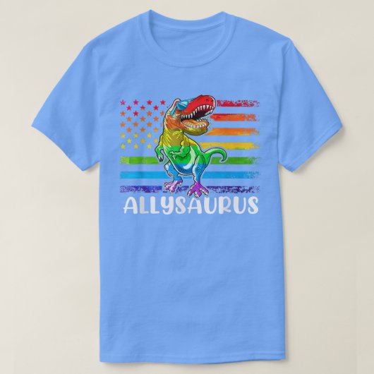 恐竜T re Lgbtゲイプライド国旗Allsaurus Ally Tシャツ (デザイン正面)