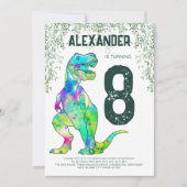 恐竜T-Rexの誕生日パーティー 招待状 (正面)