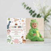 恐竜T-Rex少年誕生日写真ありがとうカード サンキューカード (スタンド正面)