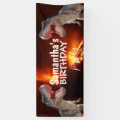 恐竜T Rexsガールホワイトバナー 横断幕 (縦)