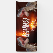 恐竜T Rexsボーイホワイトバナー 横断幕 (縦)