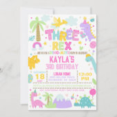 恐竜THREEレックス3rd誕生日招待状 招待状 (正面)