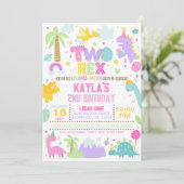 恐竜TWOレックス2nd誕生日招待状 招待状 (スタンド正面)