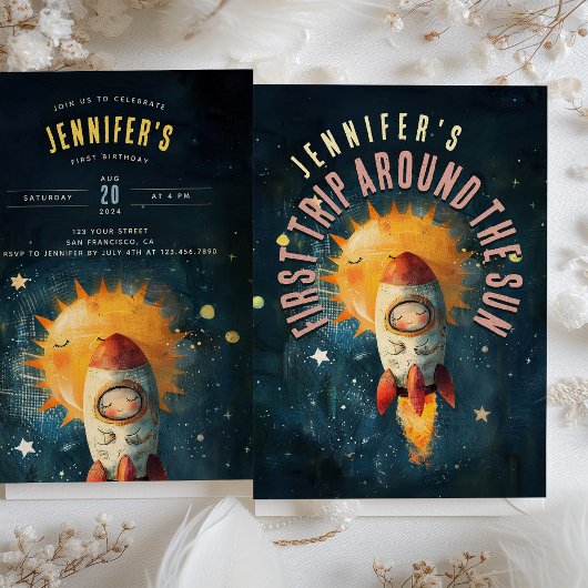 恒星お祝い：最初の軌道誕生日 招待状