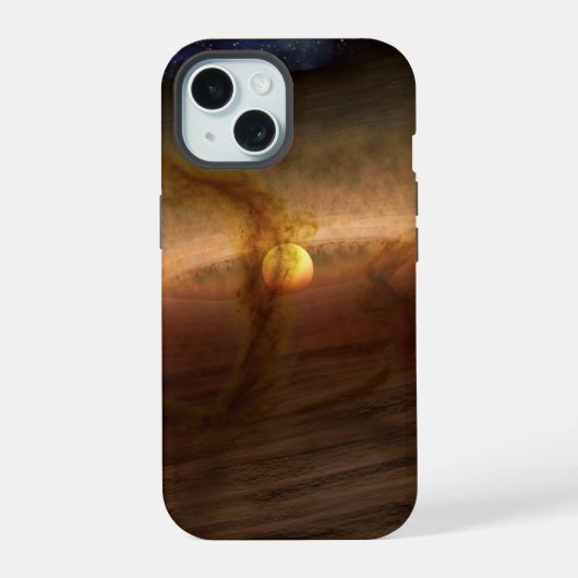 恒星の周りを回る惑星形成物質の円盤 iPhone 15ケース (裏面)