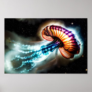 恒星を周回する電気宇宙ゼリー魚 ポスター