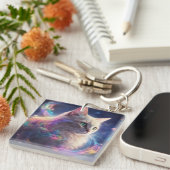 恒星子猫 – 宇宙キャットアート キーホルダー (正面右)