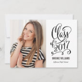 恒星年編集可能文字カラー卒業表(白) 招待状 (正面)