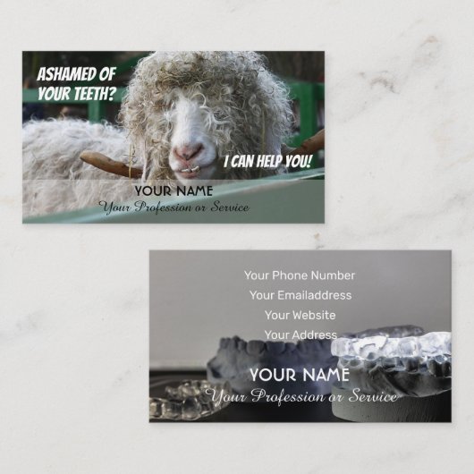 恥おもしろいずかしい仕事に対する歯科専門家の歯 名刺 (正面/裏面)