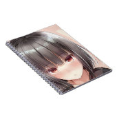 恥ずかしいアニメガールブルネットボブ琥珀の目 ノートブック (右側)