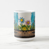 恥ずかしい猫の看板おもしろい句かわいい漫画 コーヒーマグカップ (中央)