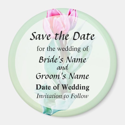 恥ずかしがり屋のチューリップ Save the Date マグネット (正面)