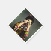 恥ずかしがり屋のヴィンテージ旧日本手彩色 スタンダードカクテルナプキン (角)