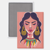 恥ずかしがり屋の女の子が泣く マグネット (正面/裏面)