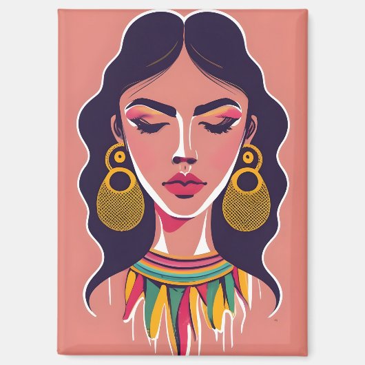 恥ずかしがり屋の女の子が泣く マグネット (正面)