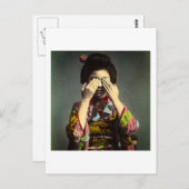 恥ずかしげな芸者 ヴィンテージ 大正時代 日本 手彩色 ポストカード (正面/裏面)