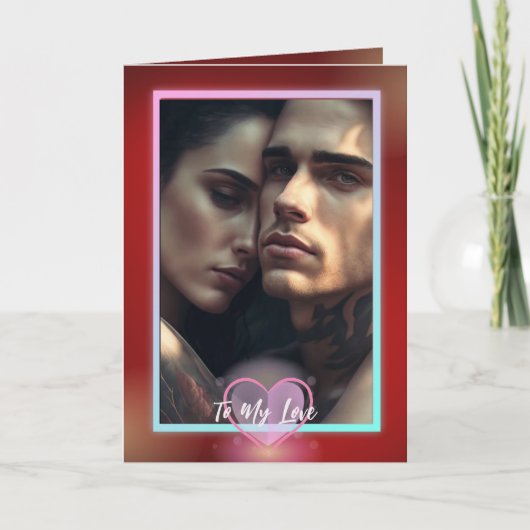 恥ずかしさと愛の赤いバレンタインデー シーズンカード (正面)